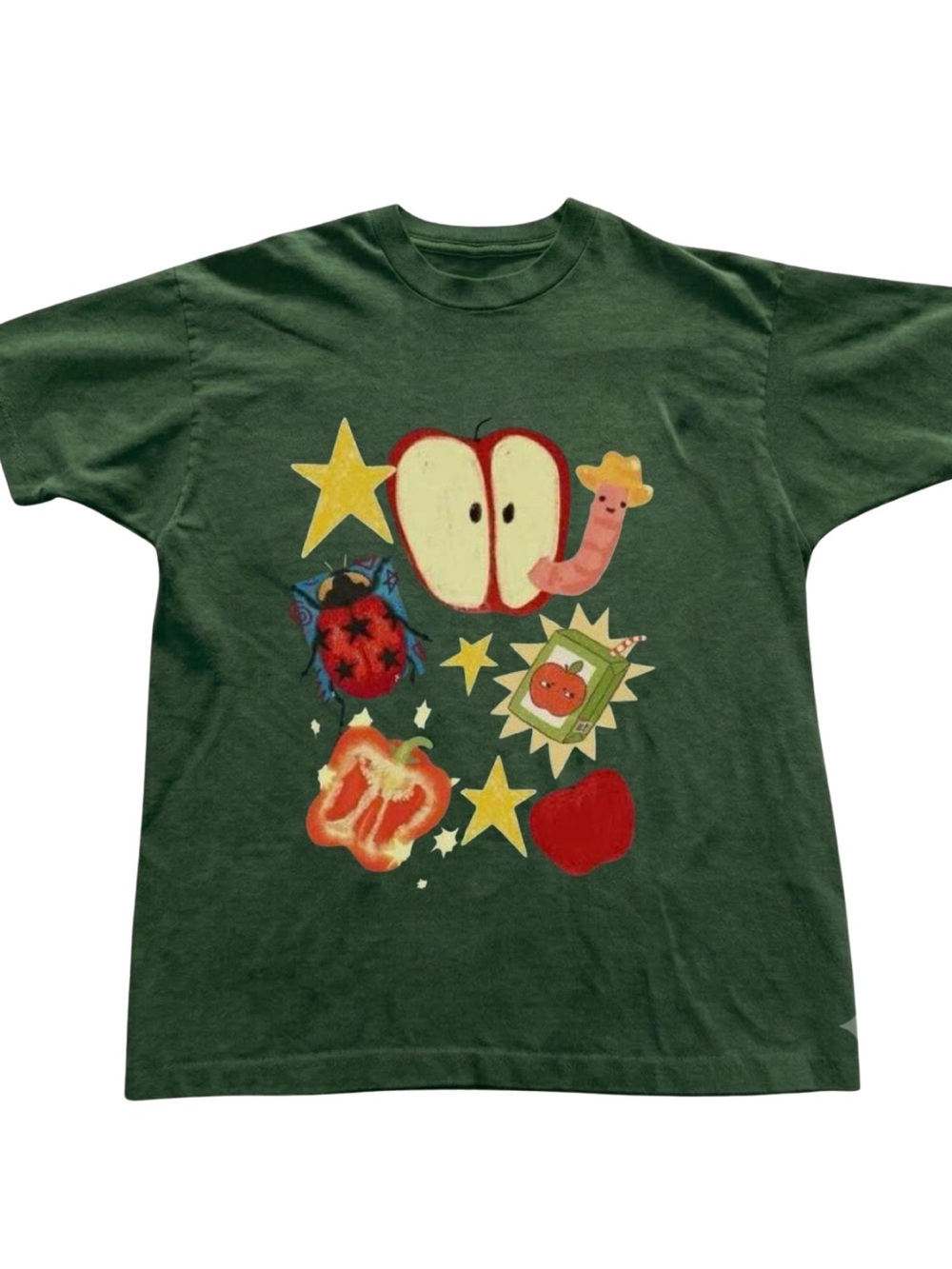 Gildan Green Fruit & Stars Graphic Tee